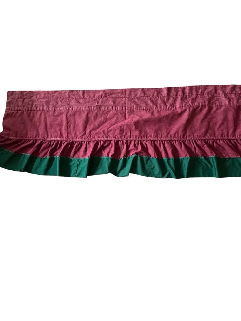 Vint Country Home Valance Ruffle Curtain Multi Tier Burgundy Lace Hunter Green